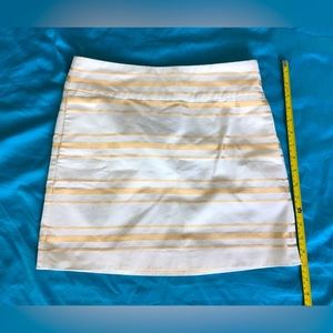 J. Crew off white and metallic gold striped miniskirt